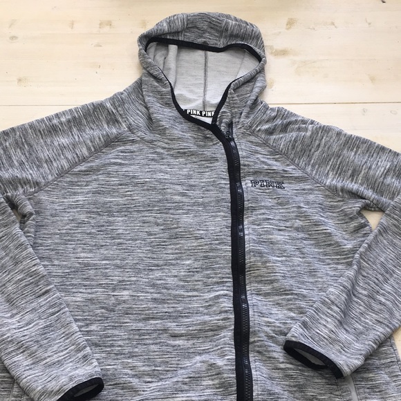 PINK Victoria's Secret Tops - Victoria’s Secret PINK heather zip up hoodie sz L